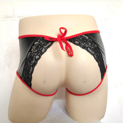 Men Butt Cheek Shorts Men PVC Panties Faux Leather Underwear PQN992B