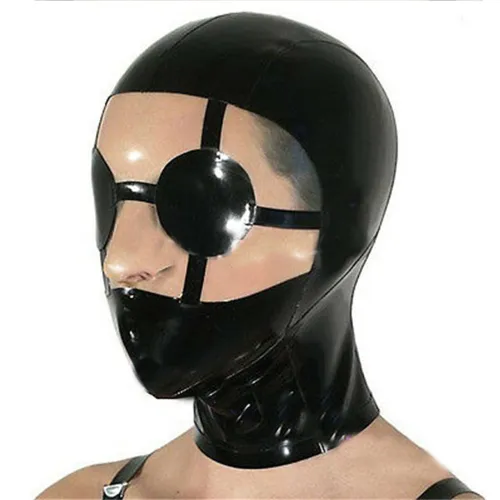 Mesh Fetish Steampunk Mask Wetlook PVC Night Club Head Wear PQLKN994
