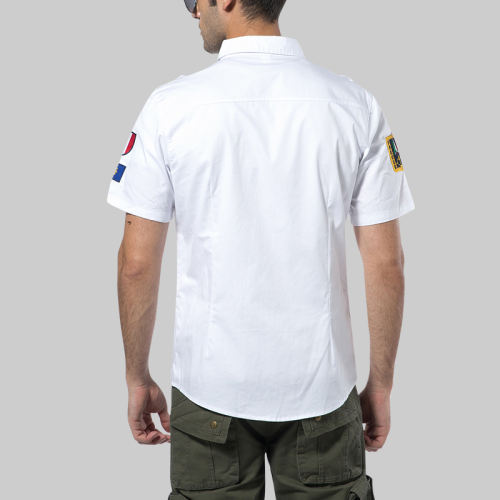 Dark Blue Short Sleeve Men Fashion Tops Summer Casual Shirts PQ12002D