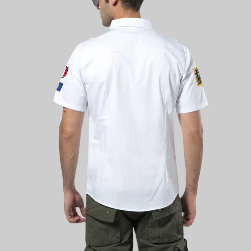 White Short Sleeve Men Fashion Tops Summer Casual Shirts PQ12002B