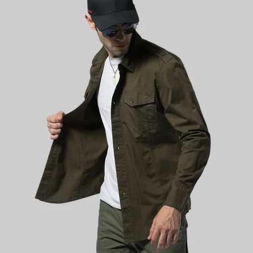 Men Long Sleeve Spring Casual Shirts Solid Color Fashion Tops PQ17203C
