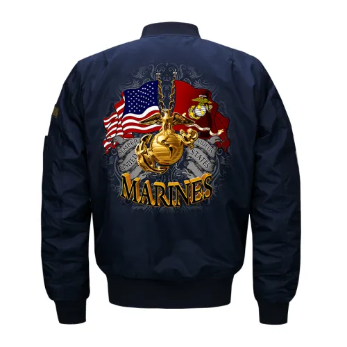 Dark Blue Male Flying Suit Men's Sport Jacket Plus Size Casual Baseball Wear PQ718B
