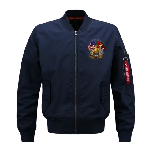 Dark Blue Male Flying Suit Men's Sport Jacket Plus Size Casual Baseball Wear PQ718B