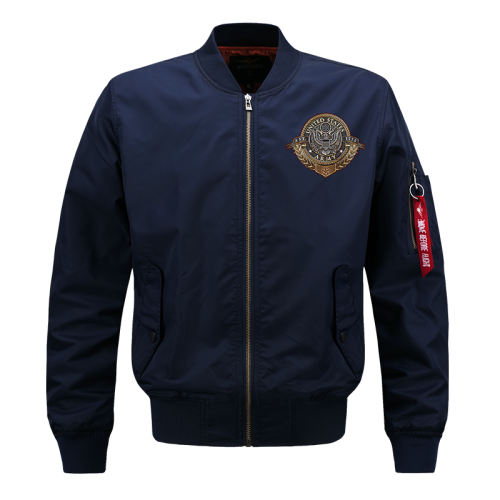 Dark Blue Casual Pilot Jacket Plus Size Sport Coat Men's Baseball Wear PQM722C