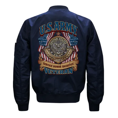 Dark Blue Casual Pilot Jacket Plus Size Sport Coat Men's Baseball Wear PQM722C