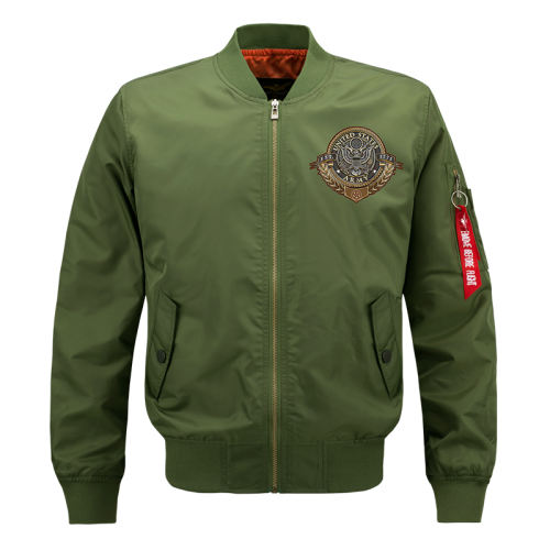 Army Green Casual Pilot Jacket Plus Size Sport Coat Men's Baseball Wear PQM722B