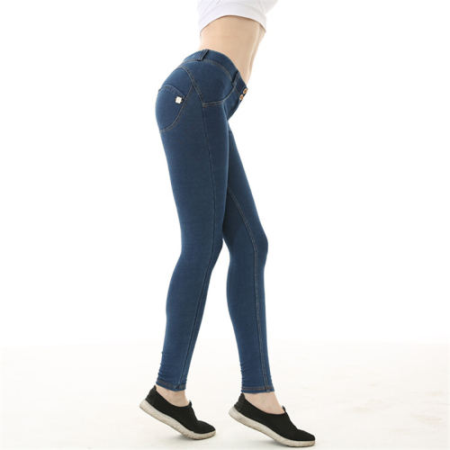 Dark Blue Bubble Butt Denim Pants Women Trend Low Waist Jeans PQF043C