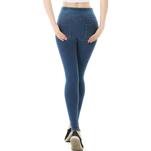 Light Blue Fashon High Waist Jeans Women Bubble Butt Denim Pants PQF053B