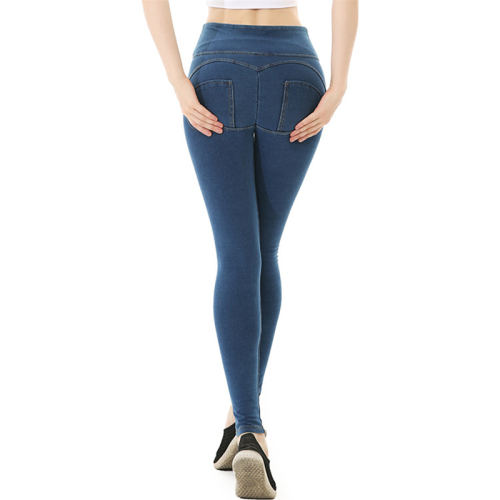 Light Blue Fashon High Waist Jeans Women Bubble Butt Denim Pants PQF053B