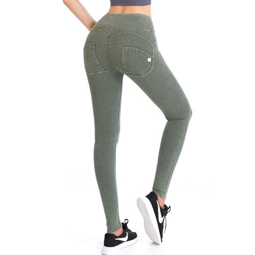 Green Fashon High Waist Jeans Women Bubble Butt Denim Pants PQF053F