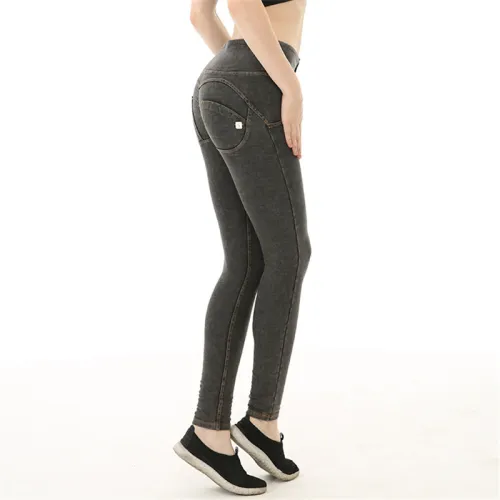 Grey Fashon High Waist Jeans Women Bubble Butt Denim Pants PQF053D