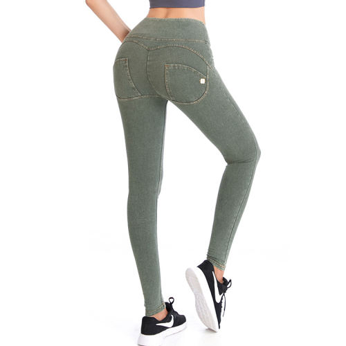 Brwon Fashon High Waist Jeans Women Bubble Butt Denim Pants PQF053E