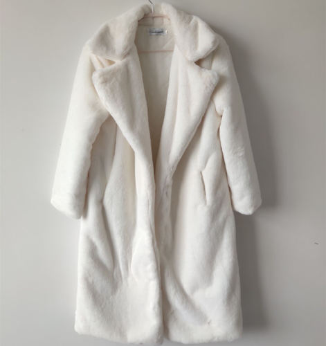 White Fashion Rabbit Fur Jackets Faux Bunny Fur Coat Women PQ988A