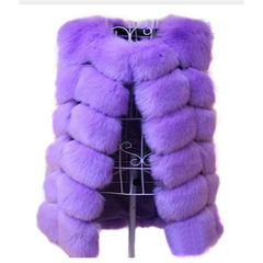 Purple Winter Coat Women Mid Length Faux Fur Jacket Fox Fur Vest PQ1422R
