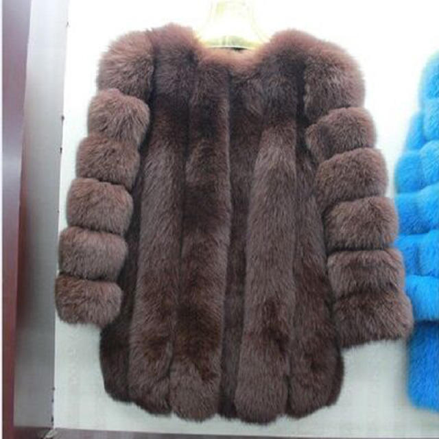 Pink Faux Fox Fur Coat Female Mid-length Russian Faux Fur Jackets PQ6610D