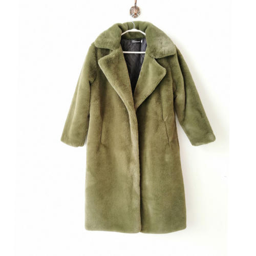 Dark Green Faux Rabbit Fur Jackets Women Fashion Bunny Fur Long Coat PQ988L