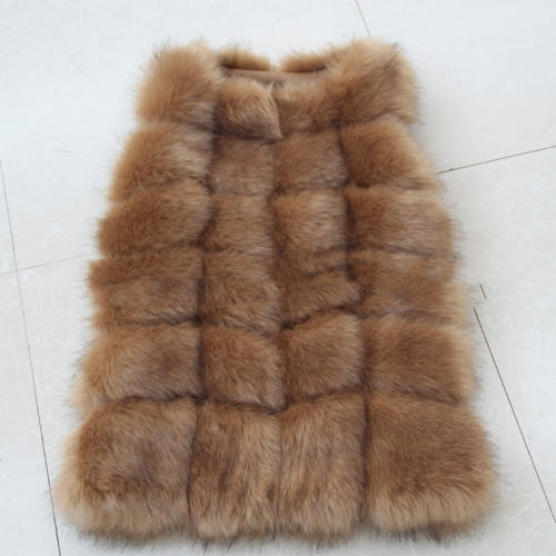 Camel Faux Fur Jacket Fox Fur Vest Women Mid-length Winter Coat PQ1422H