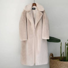 Dark Pink Faux Bunny Fur Coat Women Fashion Rabbit Fur Long Jackets PQ988F