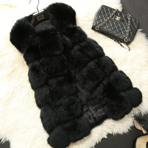 Green Faux Fur Jacket Fox Fur Vest Women Mid-length Winter Coat PQ1422C