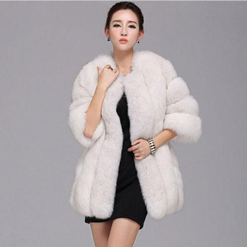 Red Faux Fox Fur Coat Female Mid-length Russian Faux Fur Jackets PQ6610B