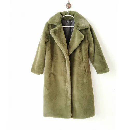 Blue Faux Bunny Fur Coat Women Fashion Rabbit Fur Long Jackets PQ988K