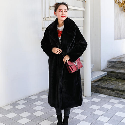 Grey Fashion Rabbit Fur Long Jackets Faux Bunny Fur Coat Women PQ988D