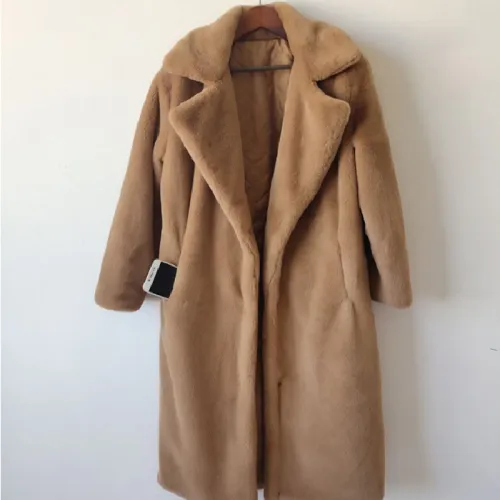 Light Purple Faux Rabbit Fur Jackets Women Fashion Bunny Fur Long Coat PQ988M
