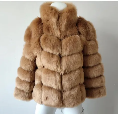 Rose Winter Fox Faux Fur Coat for Women Chic Fur Long Jackets PQFC014D