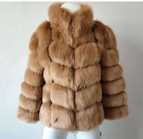Rose Winter Fox Faux Fur Coat for Women Chic Fur Long Jackets PQFC014D