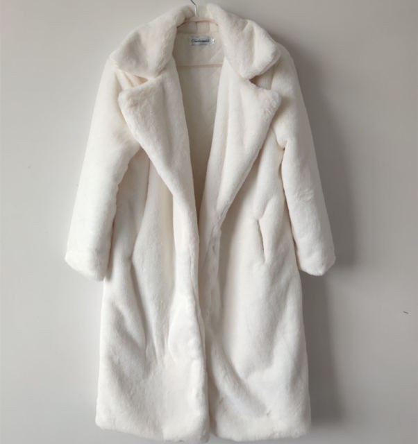 Dark Pink Faux Bunny Fur Coat Women Fashion Rabbit Fur Long Jackets PQ988F