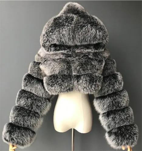 Women Long Sleeve Hoodies Coat Sexy Fox Faux Fur Short Jackets PQ00598