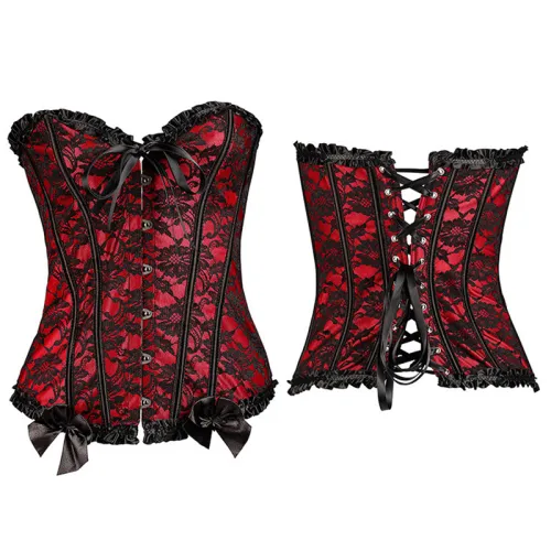 Red Classic Court Vest Corset Women Lace Corselet PQ514A