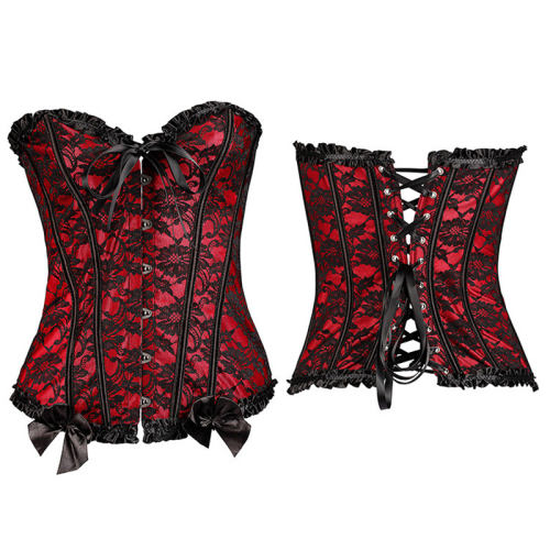 Red Classic Court Vest Corset Women Lace Corselet PQ514A