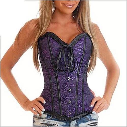 WIne Red Classic Court Overbust Corset For Women Lace Corselet PQ541A