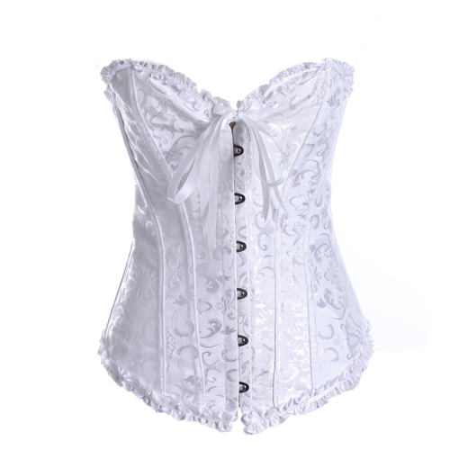Light White Court Bustiers Women Underbust Corselet Bridal Corset PQ540H