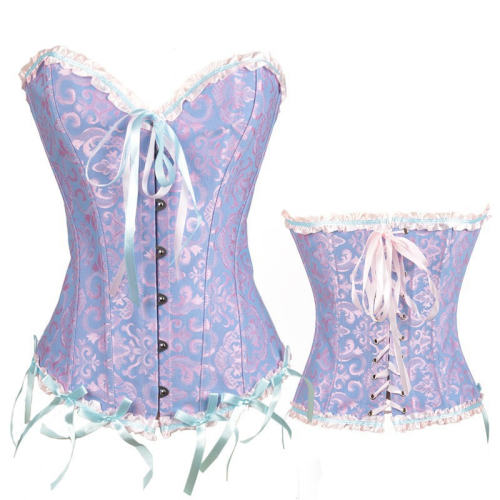 Blue Bridal Corset Women Underbust Corselet Classic Court Bustiers PQ540C