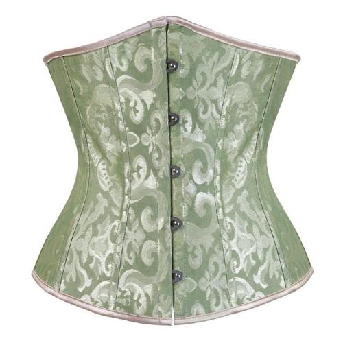 Green Classic Court Girdle Bridal Corset Women Underbust Corselet PQ537D