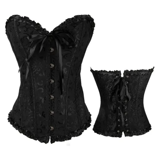 Black Bridal Corset Women Underbust Corselet Classic Court Bustiers PQ540A