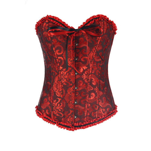 Wine Red Bridal Corset Women Underbust Corselet Classic Court Bustiers PQ540G