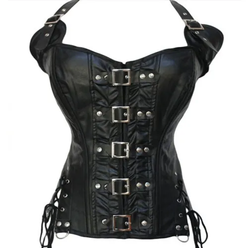 Faux Leather Steampunk Corset Wholesale Sexy Gothic Corselet For Women PQ608A