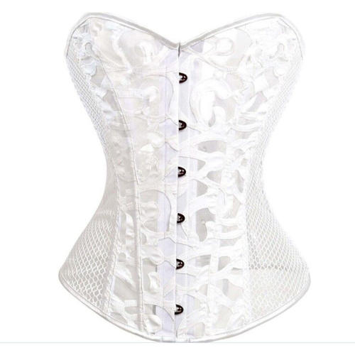 White Mesh Bustiers Women Underbust Corselet Plus Size Hole Corset PQ621B