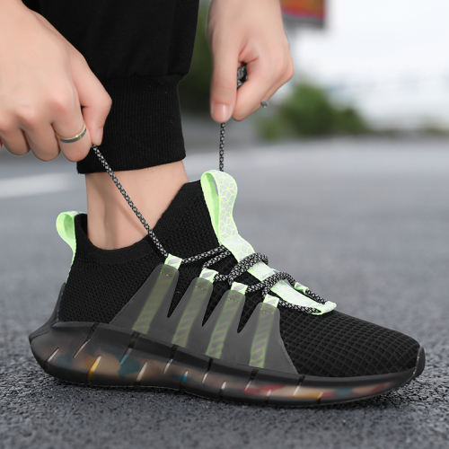 Wholesale fly weaving Men Lightweight Sneakers Breathable Mesh Running popcorn sole reflective Shoes MX-A07 size 39-46