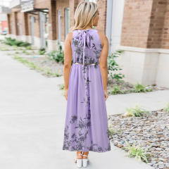 Blue Spring/Summer Maxi Dresses Fashion Floral Slim Chiffon Long Dress PQ2078C