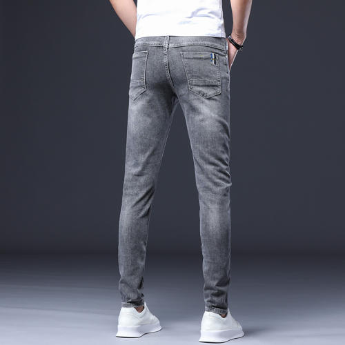 Grey Slim Spring Ripped Denim Pants Fashion Men Cotton Jeans PQYP303B