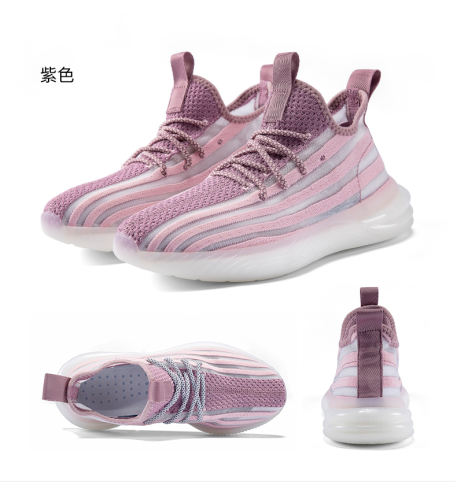 Hot Sale Wholesale fly weaving Men and Women Lightweight Sneakers Breathable Mesh Running popcorn sole Shoes MX-857D