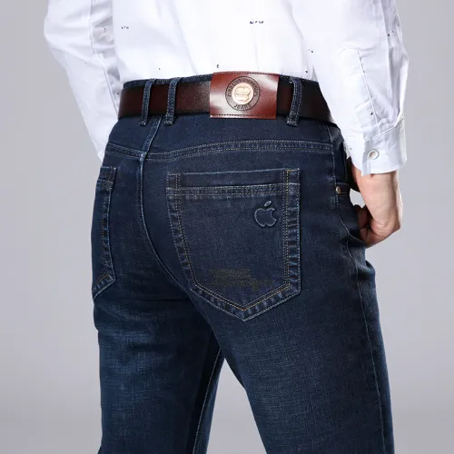 Dark Blue Summer Casual Trousers Plus Size Denim Pants Fashion Men Jeans PQ5155D