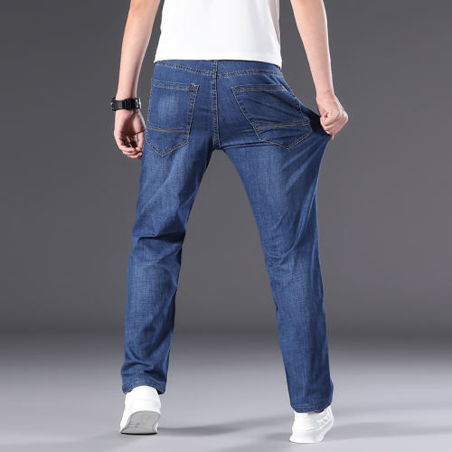 Plus Size Denim Pants Men Business Jeans Summer Casual Trousers PQ8013
