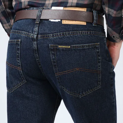 Dark Blue Fashion Apple Jeans Men Denim Pants Casual Trousers PQYP886B