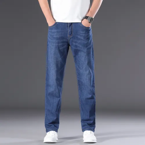 Plus Size Denim Pants Men Business Jeans Summer Casual Trousers PQ8013