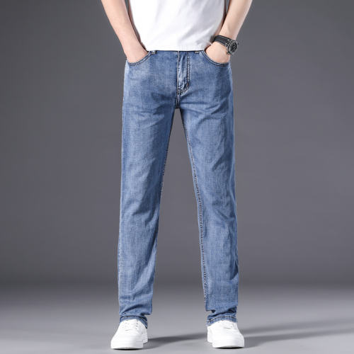 Fashion Plus Size Denim Pants Men Business Jeans Summer Casual Trousers PQ306